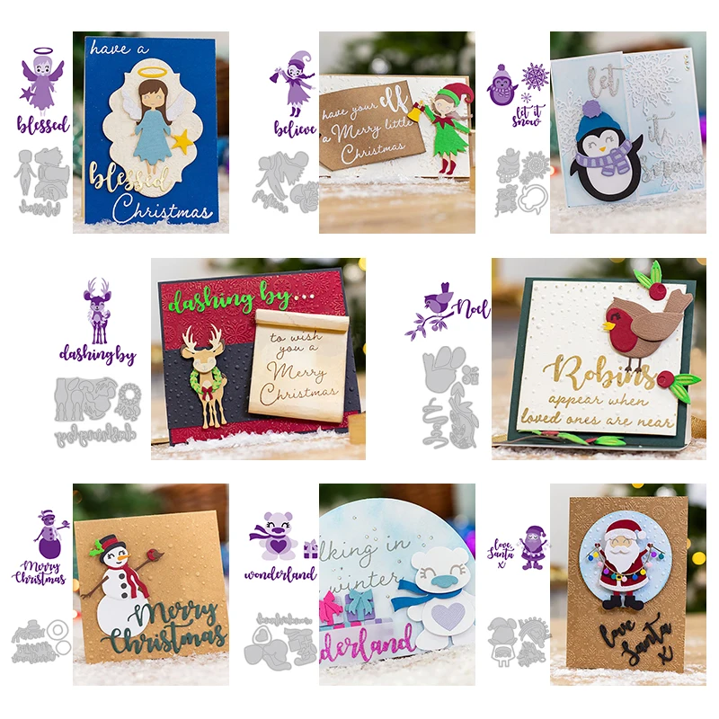 Девушка Санта Пингвин птица ремесло металлическая рамка шаблоны Скрапбукинг