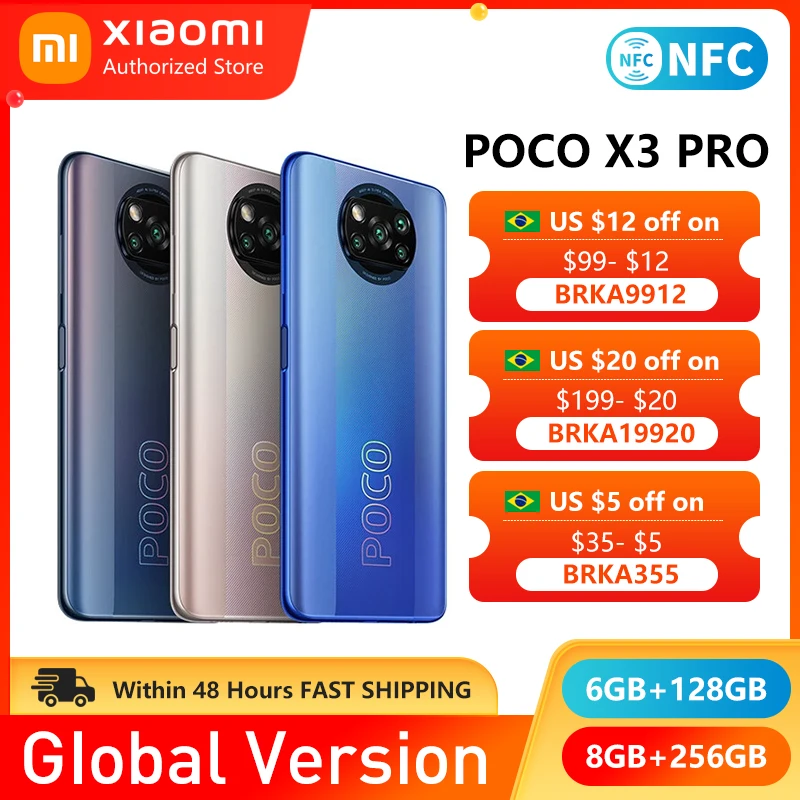 Смартфон POCO X3 Pro 6 ГБ 128 ГБ/8 256 Snapdragon 860 67 дюйма 120 Гц 33 Вт Быстрая зарядка камера