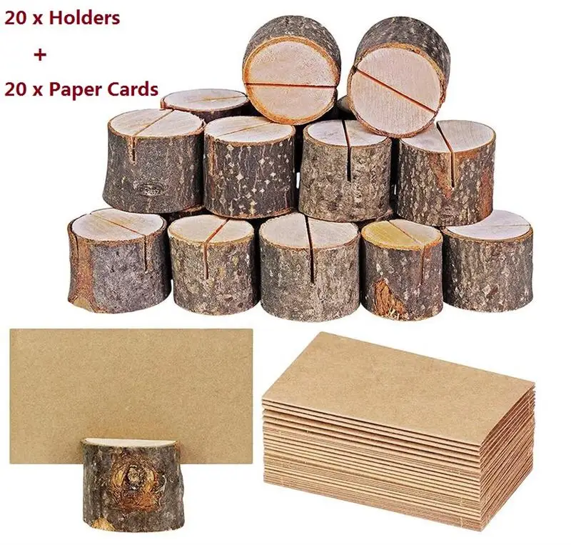 20 комплектов деревянная ворсовая карточка с именем и местом для фотосъемки кора