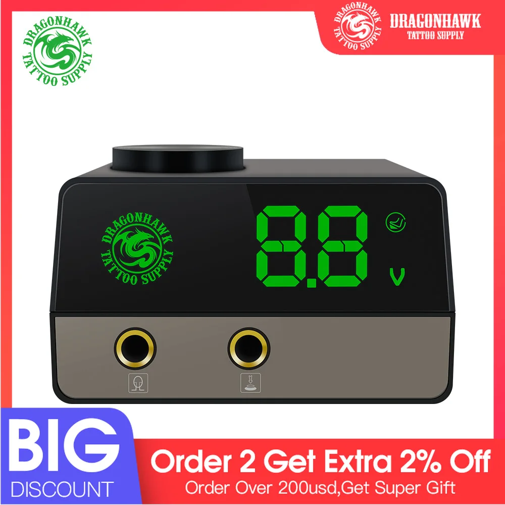 Портативная тату машинка Dragonhawk с ЖК дисплеем и двумя режимами|Блок питания для