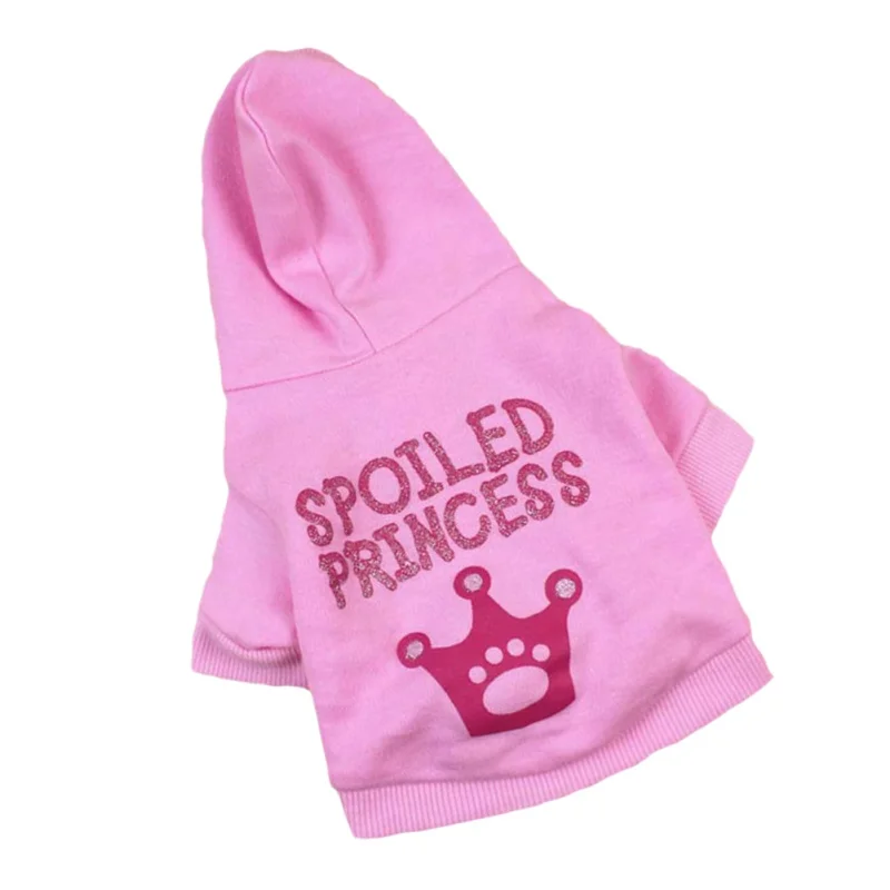 

Dogs Warm Sweatshirt Pink Comfy Princess Hoodies For Small/Medium Dogs Cats Autumn Winter Printing Shining Letter Hot Sell