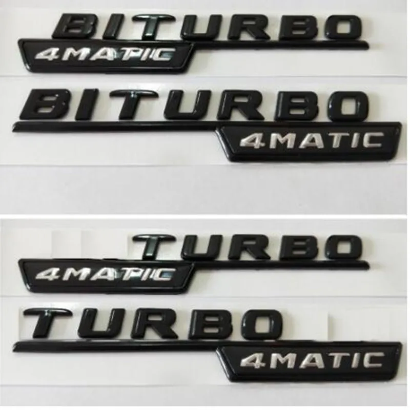 Блестящая черная эмблема битурбо турбо 4matic брызговик эмблемы значки для Mercedes Benz