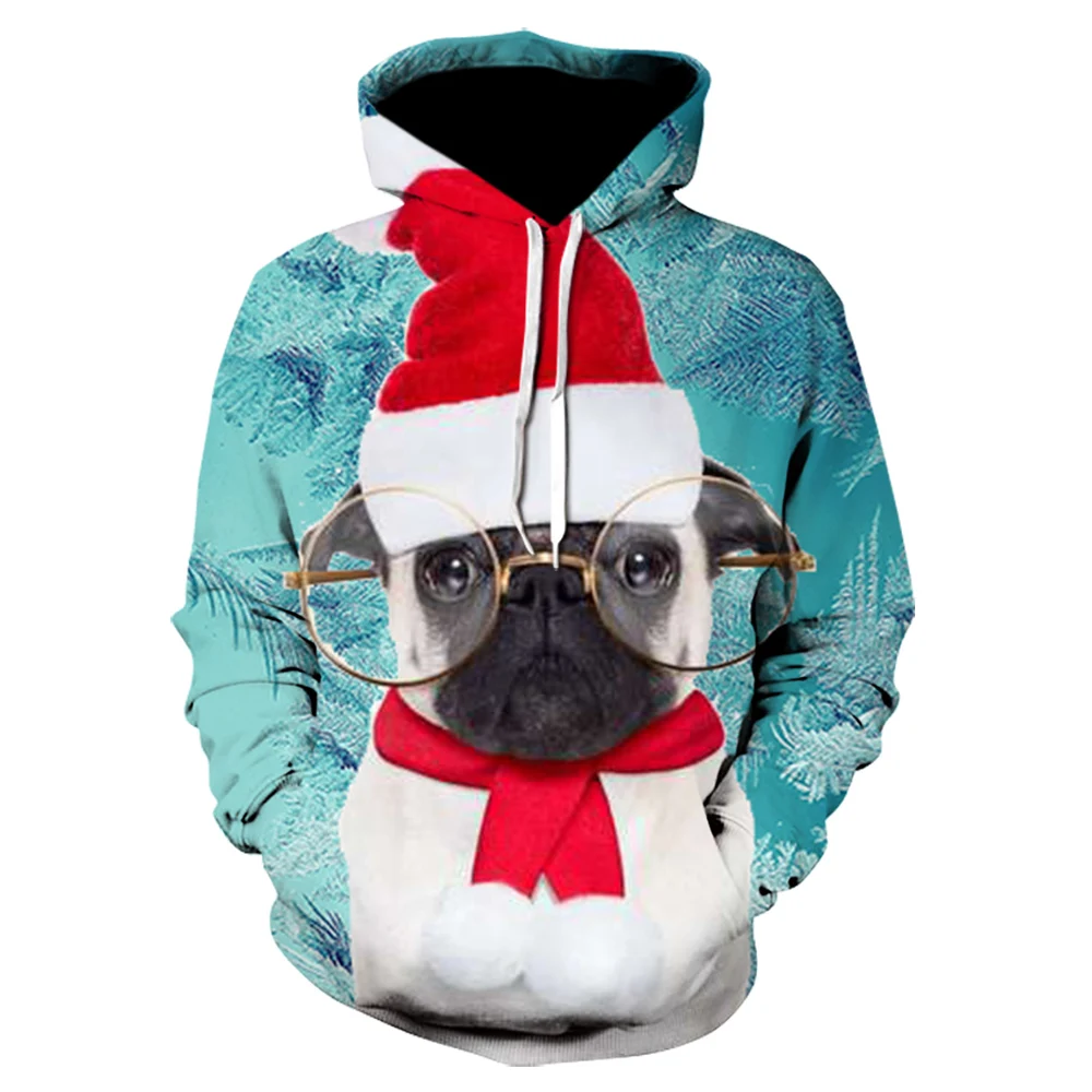 Очки Харадзюку собака Рождество 3D принт уличная одежда мужские толстовки хип хоп