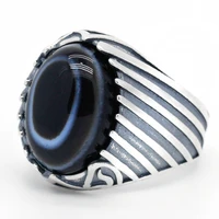 natural stone ring mens 925 sterling silver eyes agate stone antique hold lucky ring womens mens turkish jewelry