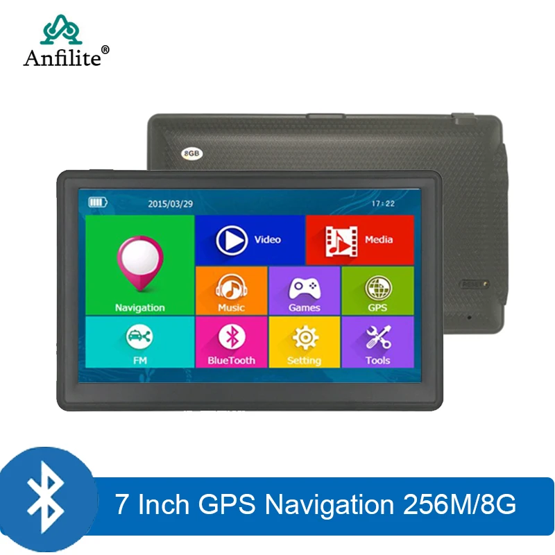 Автомобильный GPS навигатор Anfilite 7 дюймов HD WinCE Bluetooth AVIN емкостный экран FM 8 ГБ/256
