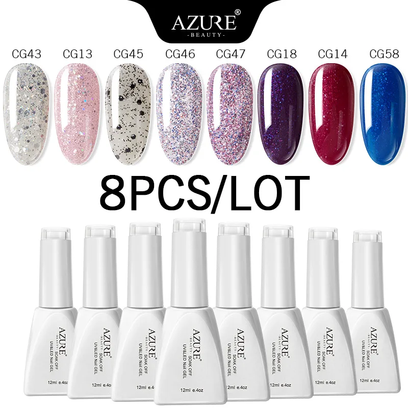 Azure beauty 5 шт./лот Гель-лак замачиваемый Полупостоянный светодиодный гель для ногтей наборы лаков для ногтей салонный гель для ногтей Французский стиль гель - Цвет: 8PCS