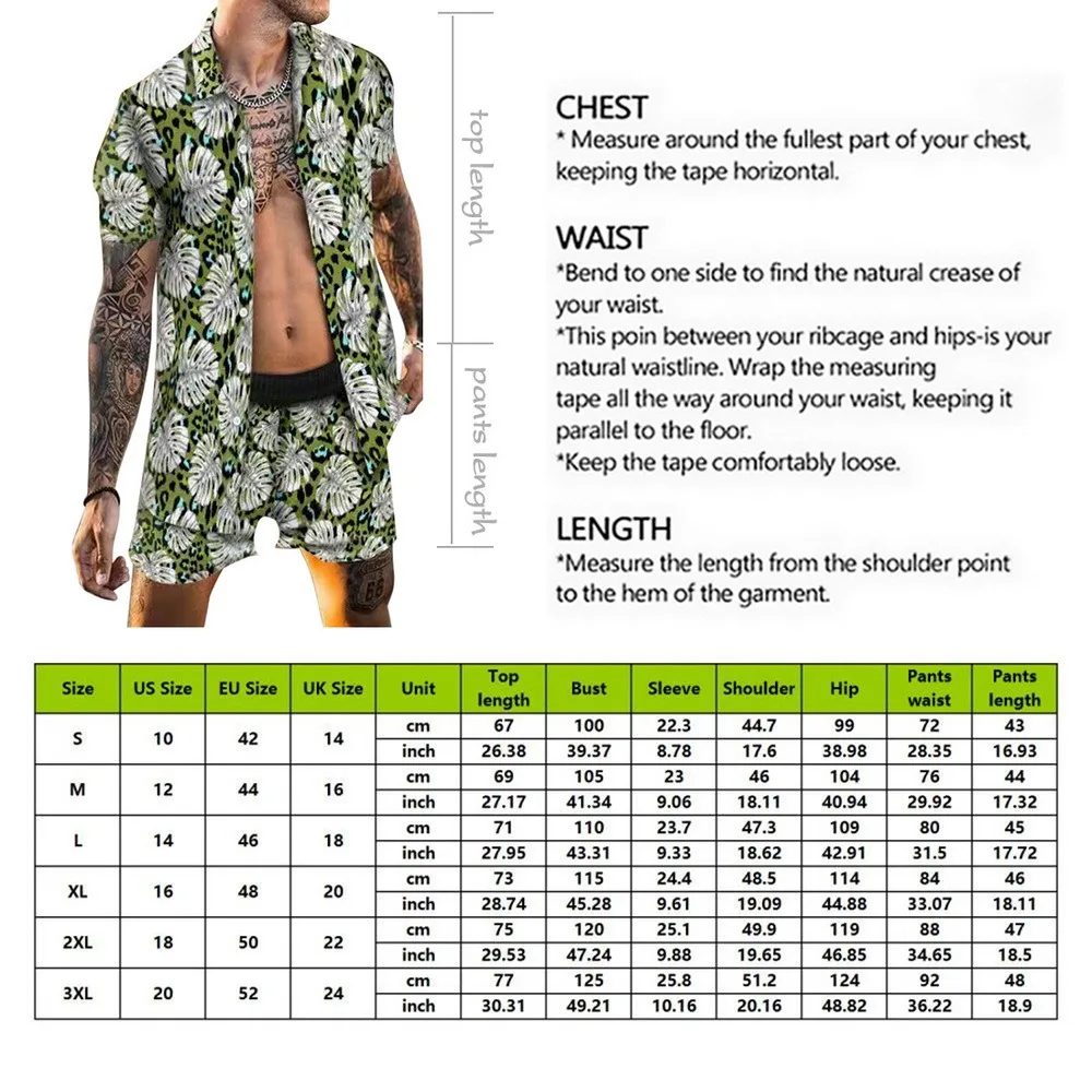 

2021 Fashion Hawaiian Print Short Sleeve Shirt Set Men's Beach Coconut Print Shorts Men's Daily Beach Shirt Set Two-piece S-3XL