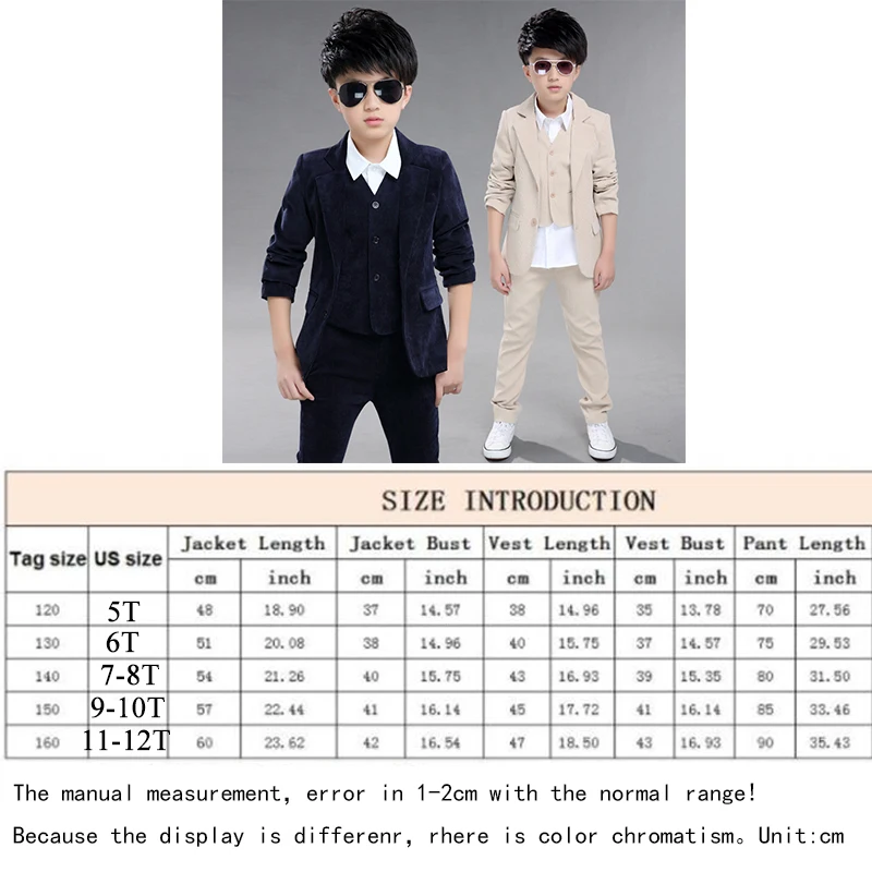 

2021 Boys Formal Suit Blazer Vest Pants 3 Pieces Children Wedding Suits Dress Kids School Costumes Tuxedo Toddler Outfit Clothes