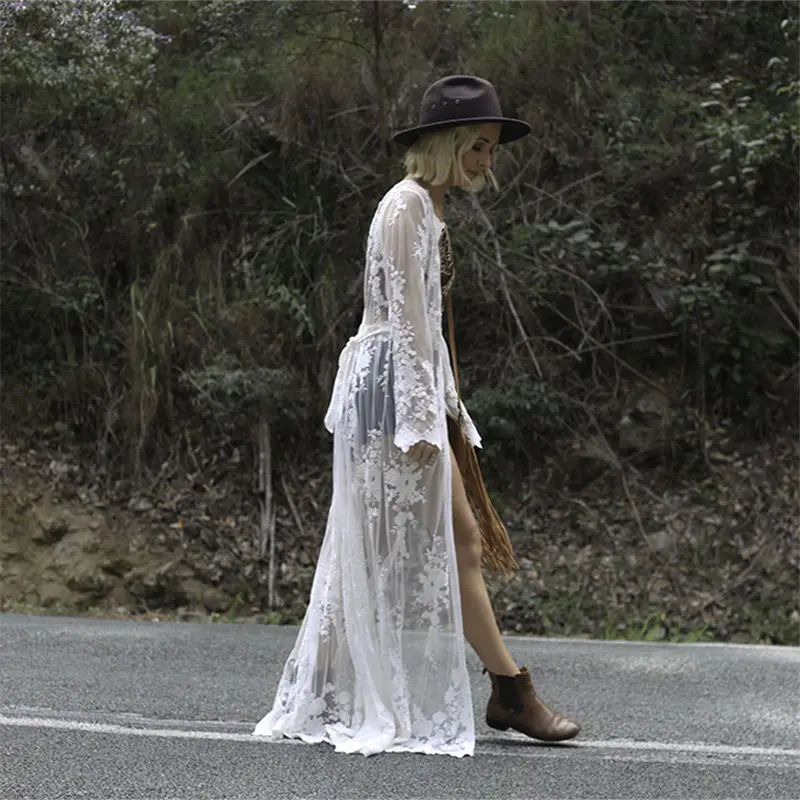 Туники для пляжа длинное кружевное пляжное платье женская накидка плавания