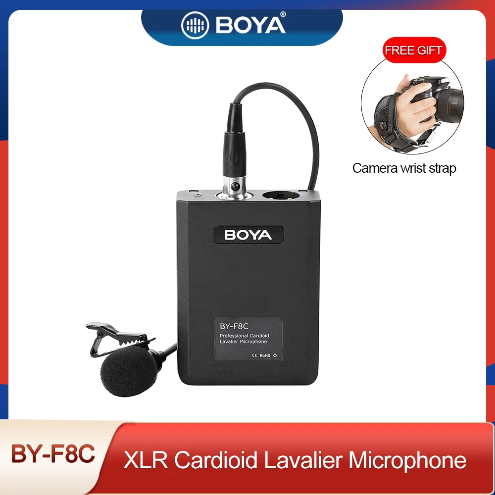 Кардиоидный петличный микрофон BOYA BY F8C Professional XLR для цифровой зеркальной камеры Sony Panasonic видеокамера