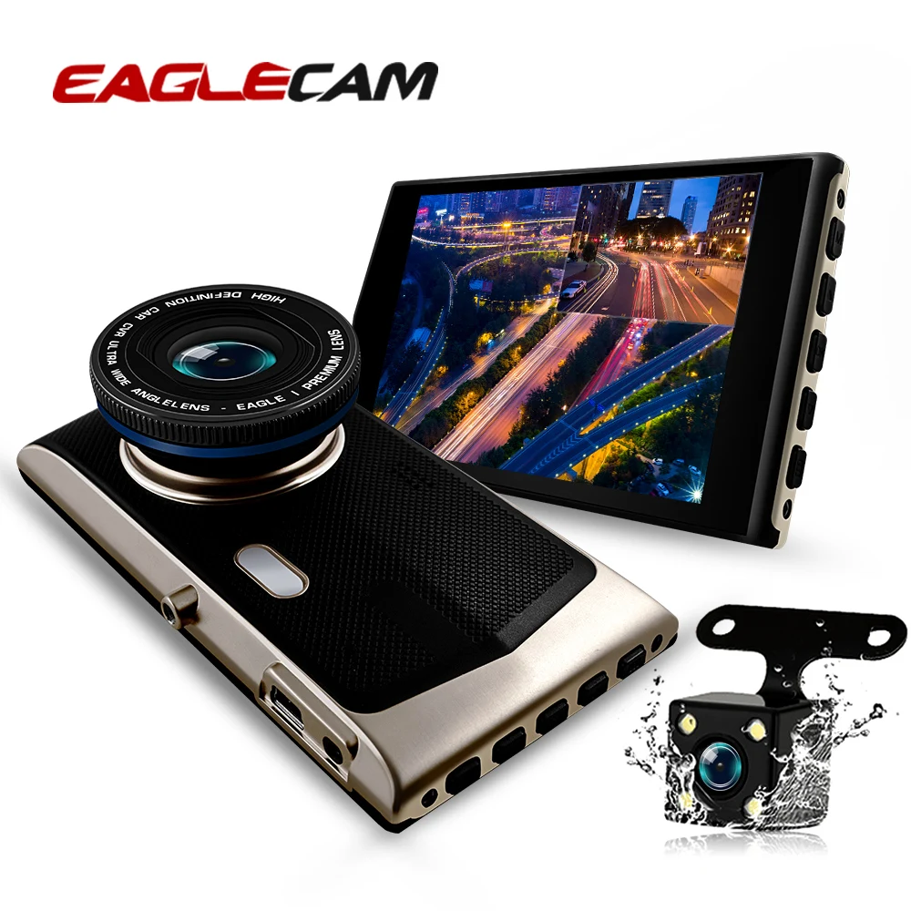 Eaglecam " ips экран Dash Cam двойной объектив Full HD 1080P Автомобильный видеорегистратор видеокамера ночного видения Автомобильная камера парковка Авто Регистратор