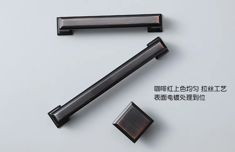 

Modern and simple American black handle wardrobe cupboard door handle drawer single hole square Nordic bronze handle