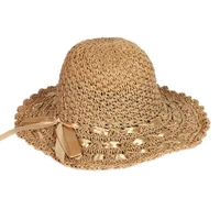 fashion foldable summer hand woven breathable travel sunscreen folding beach straw hats for women
