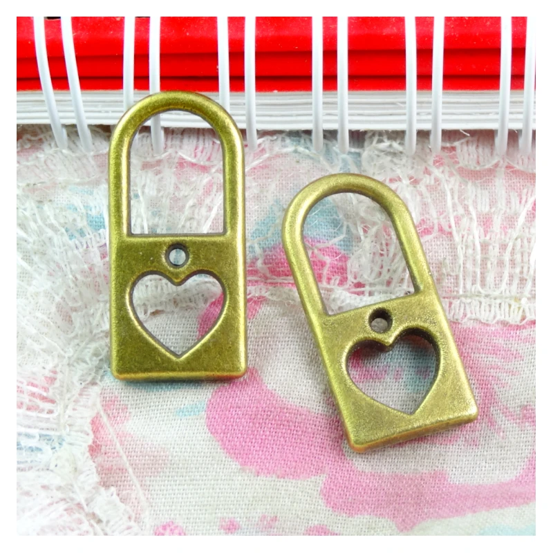 40 шт. Античная бронзовая подвеска с замком в виде сердца 26*12 мм для изготовления