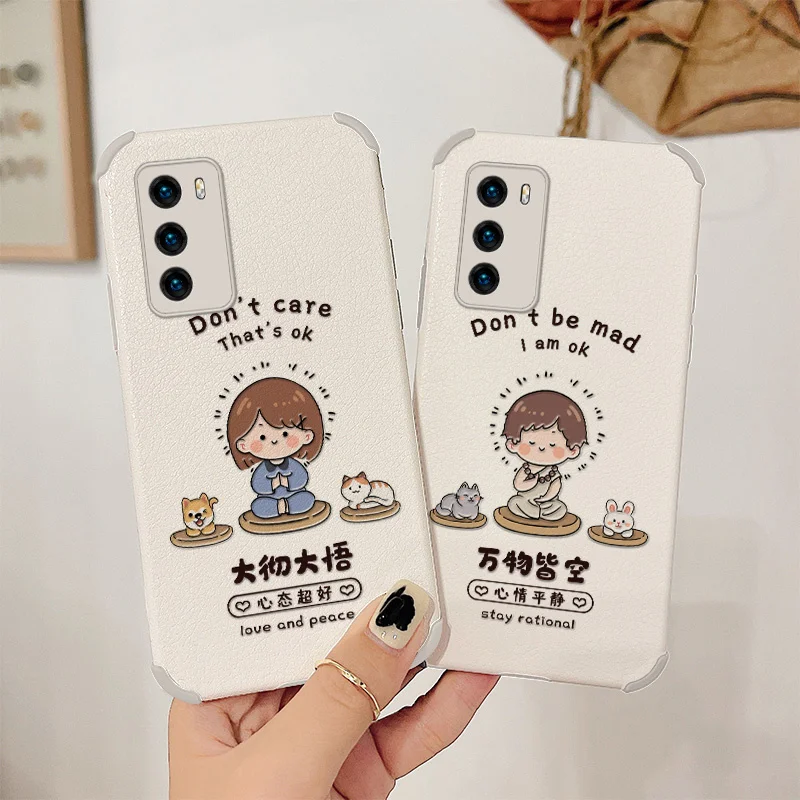 

Sensible Girl Phone Case For Huawei P40 P30 P20 Pro Lite Mate 40 30 20 Pro lite 20X Y7a P Smart 2021 Lambskin Phone Cover