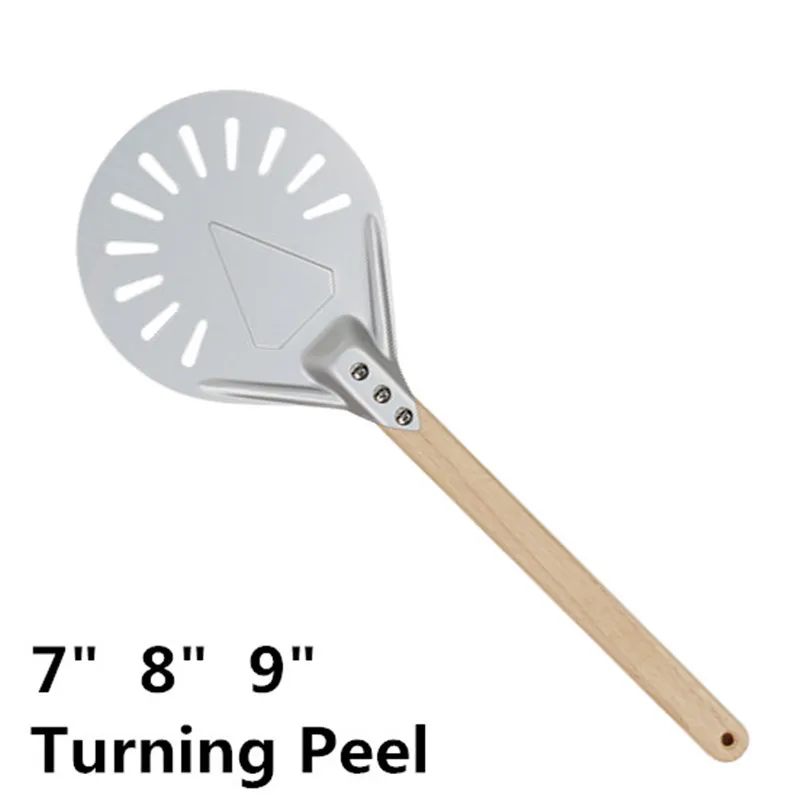 

7 8 9 inch Perforated Pizza Turning Peel Pizza Shovel Aluminum wooden handle Pizza Peel Paddle Short Pizza Tool Non Slip Handle