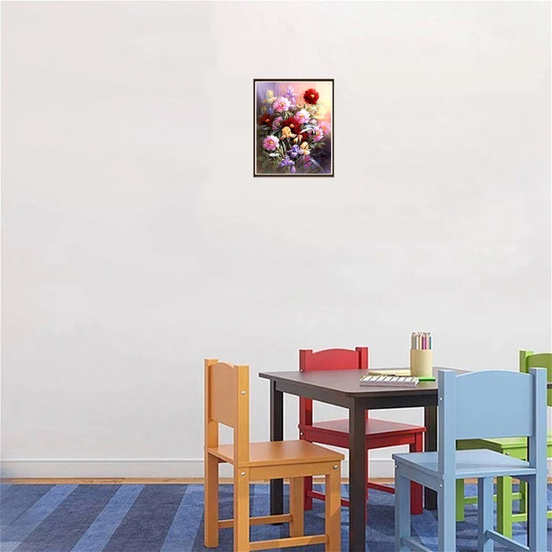 DIY цветок 5D алмазная живопись дома Полный Круглый Дрель Стразы пейзаж