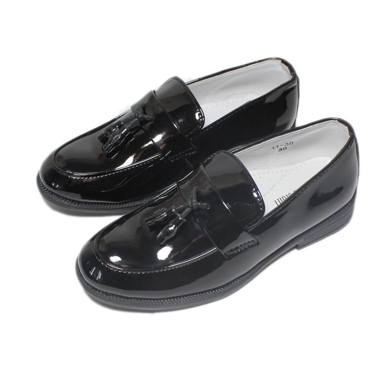 

Boys Leather Shoes For Party Wedding Performance Show Stage Black Children Teenagers Casual Flats Kids Patent Leather Shoes Soft