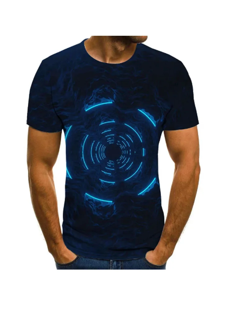 

2021 new 3D men's T-shirt time-space tunnel graphic T-shirt men's casual tops summer fashion O-neck shirt plus size streetwear