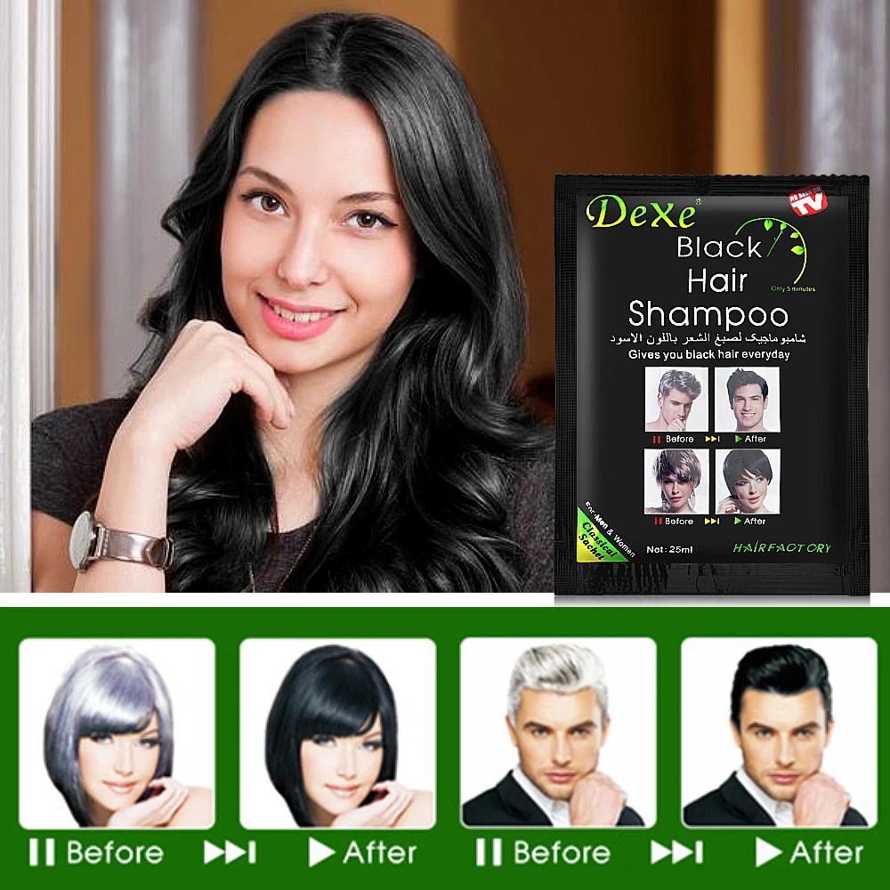 Черная краска для волос Dexe 10 шт. мужчин женщин натуральные ингредиенты