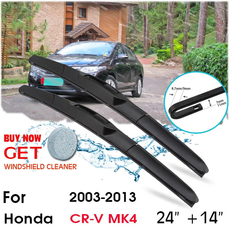 

Car Wiper Blade Front Window Windshield Rubber Silicon Refill Wipers For Honda CITY City 2003-2013 24"+14" Car Accessories