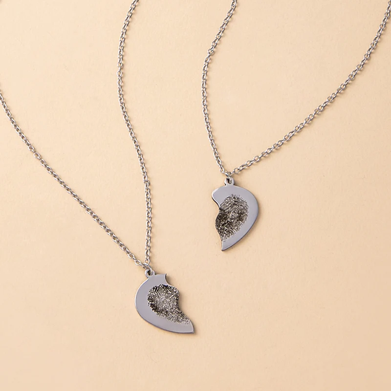 2 шт./компл. креативное ожерелье с идентификацией отпечатков пальцев в стиле