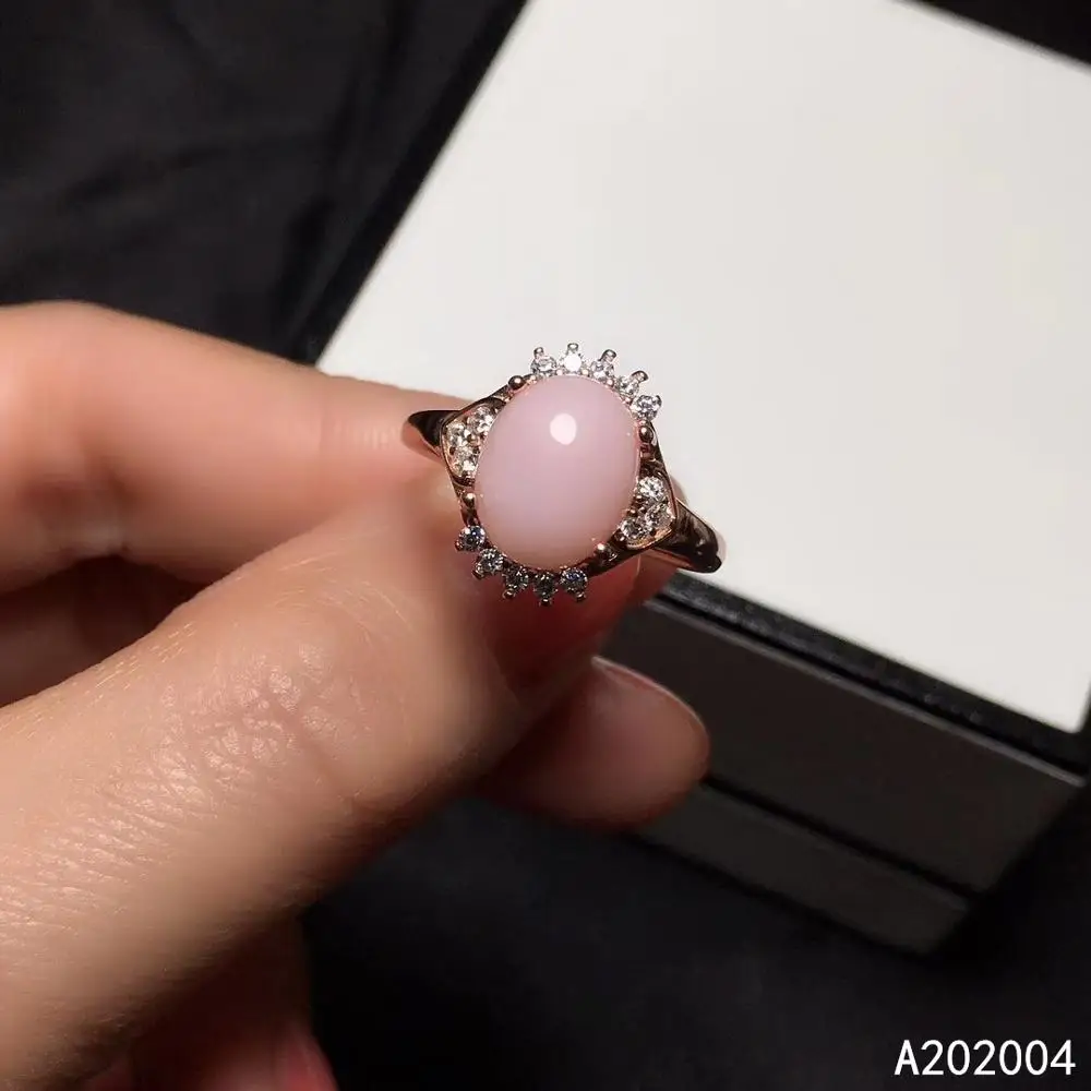 

KJJEAXCMY Boutique fine jewelry 925 sterling silver inlaid natural gem pink opal new Lady Female Girl ring classic Support test
