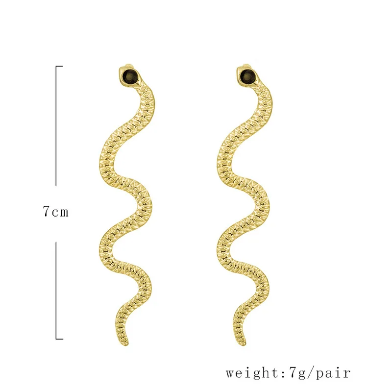 

Exaggeration Black Crystal Rhinestone Twisted Snake Earrings for Women Silver Color Twist Animal Long Dangle Earrings Jewelry
