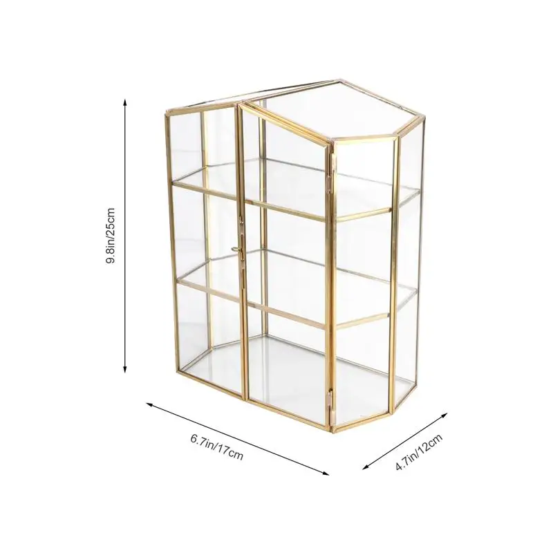 

1pc 3-Layer Desktop Jewelry Box Multi-Layer Cosmetics And Skin Care Products Cosmetics Organizer Jewelry Finishing Glass Cabinet