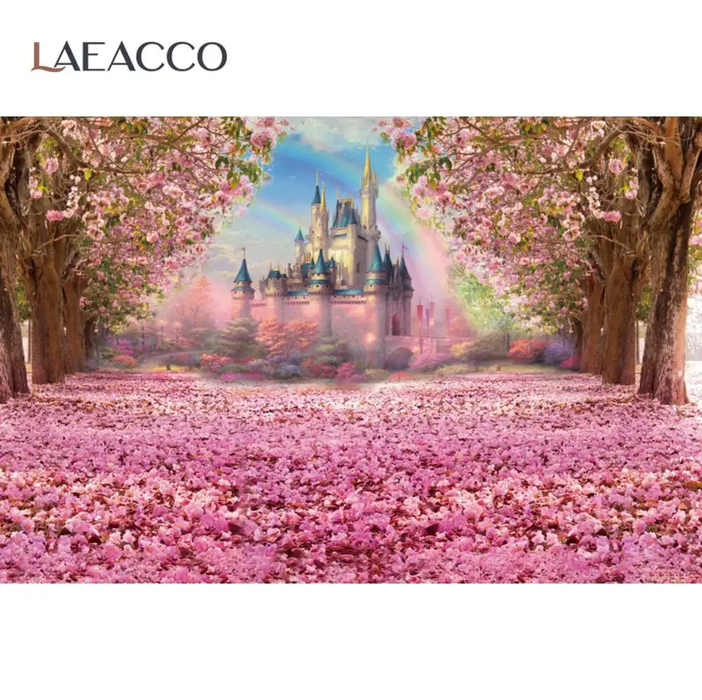 

Виниловый фон для фотосъемки с изображением замка, принцессы, розы