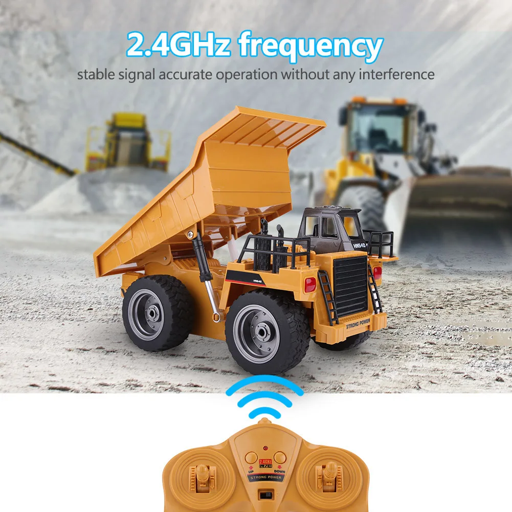 540 2 4G 6CH версии из сплава вращение на 360 градусов RC самосвал строительный