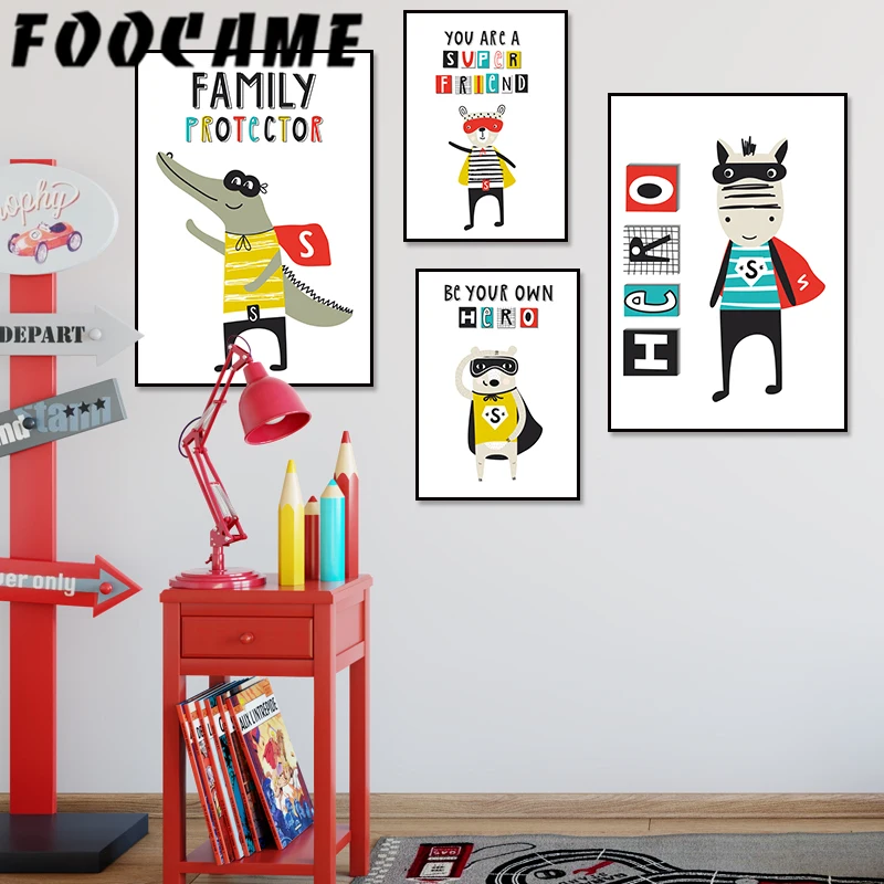 Кошка крокодил Герой Мультфильм Животное Скандинавская Картина на холсте