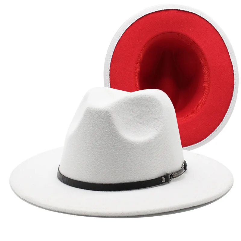 

Women's cap hats winter felt for men fedoras fashion new 2021Jazz Hat European American Double-sided color buckle vintage autumn