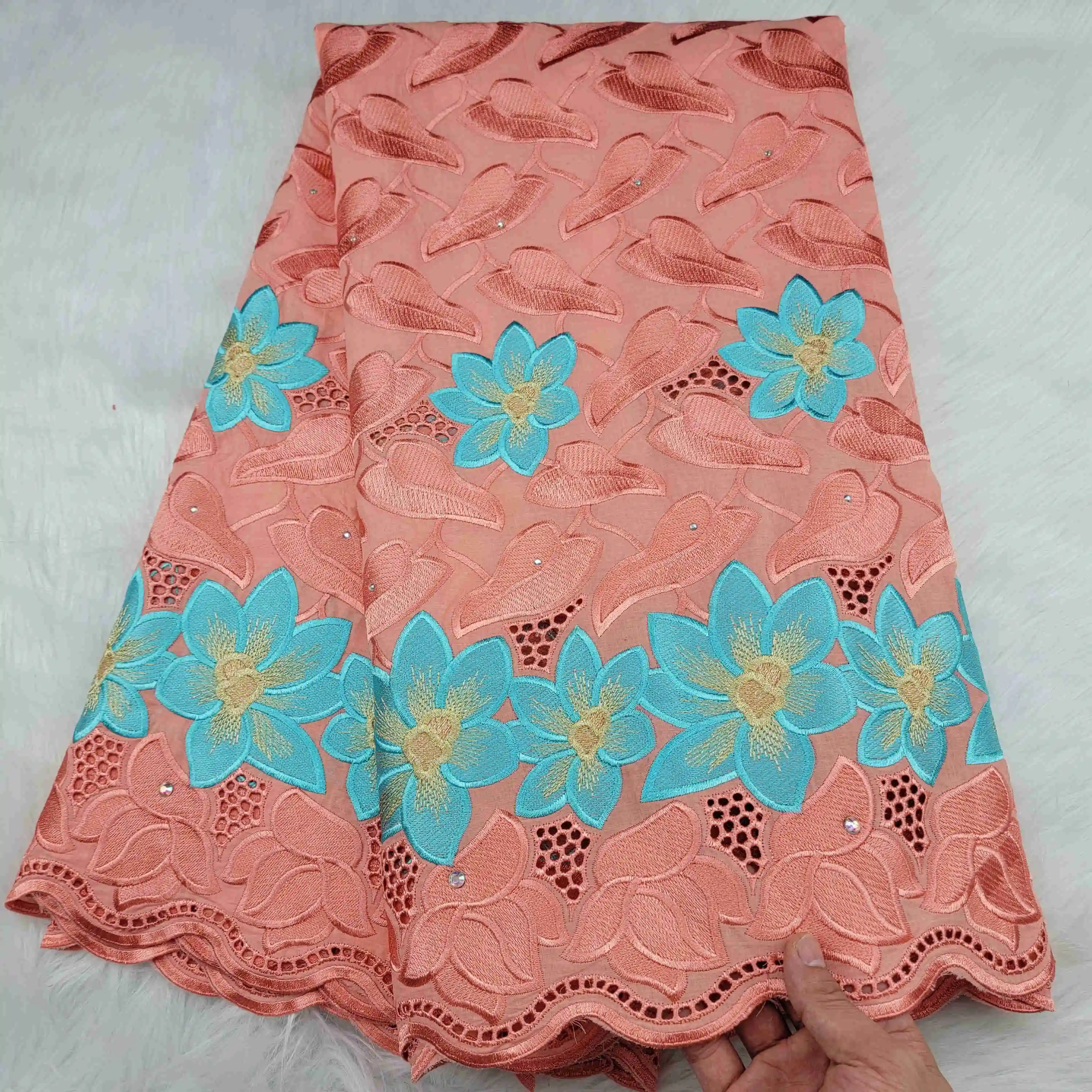 Ткань из Дубая 100% хлопковое кружево швейцарская вуаль в Швейцарии африканские