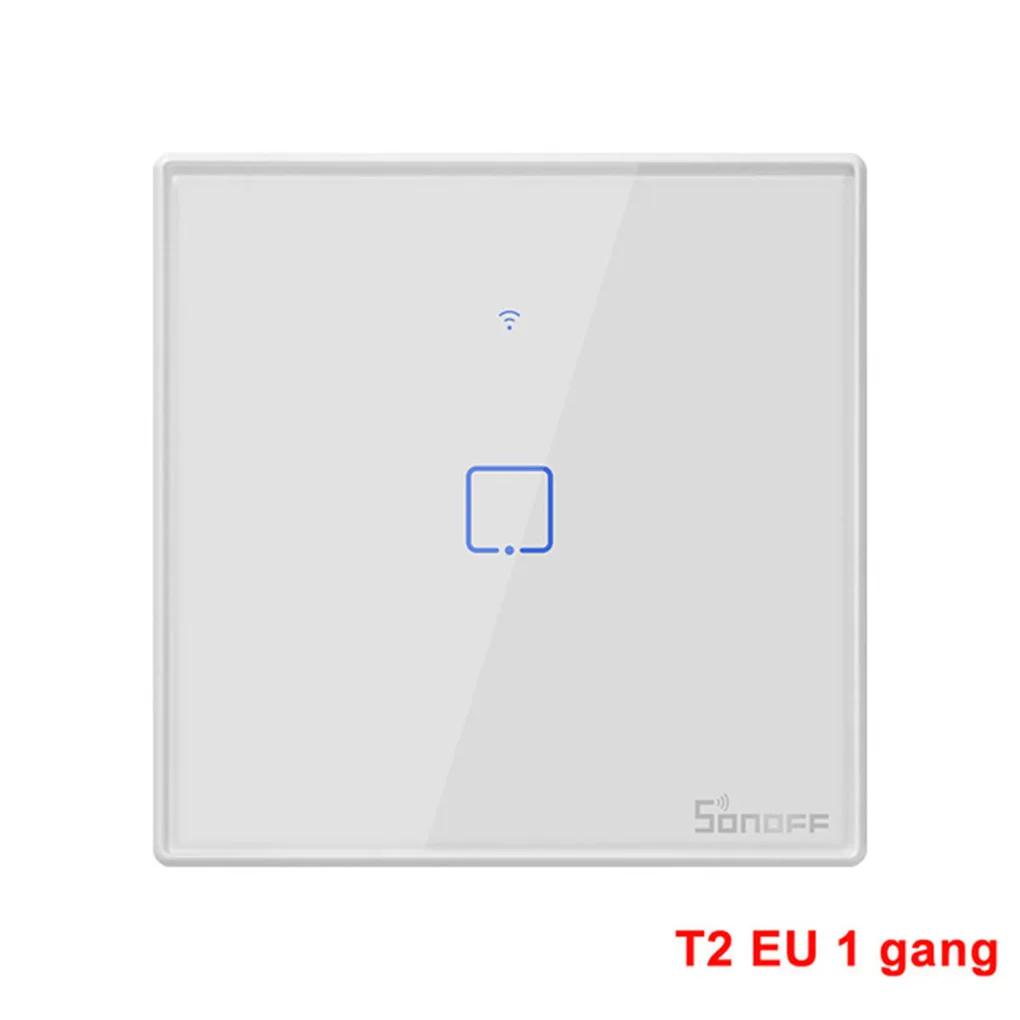1 Gang Интеллектуальный выключатель света SONOFF T2EU TX Smart Wi-Fi настенный сенсорный выключатель с границы умный дом 1/2/3 433 RF/Голосовое управление/приложение/сенсорный экран Cwhontrol работать с Alexa - Комплект: 1 Gang
