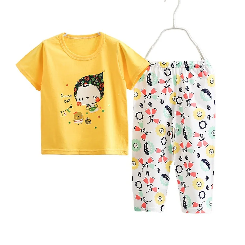 Enlarge Thin Style Home Service Suit Short-sleeved Trousers Combination Middle-aged Children's Underwear Suit Cross-border Baby