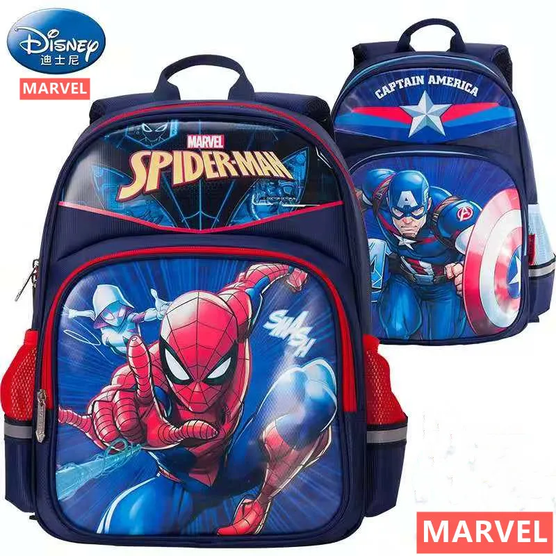 Студийный рюкзак для начальной школы Disney, с рисунком Marvel, Человек-паук, американские сумки на плечо для детей