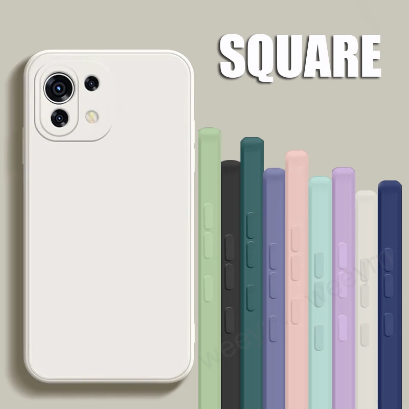 

MI 11 Lite 11i 11X 10T 10 Pro Case Square Liquid SIlicone Soft Camera Lens Protector Cover For Xiaomi MI 10T Lite 11 Lite 10 Pro