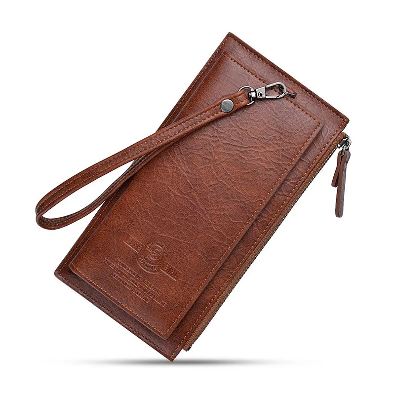High Quality Zipper Men Luxury Flash Card Wallets Cellphone Classic Long Credit Invitation Purse male wallet leather clutch | Багаж и