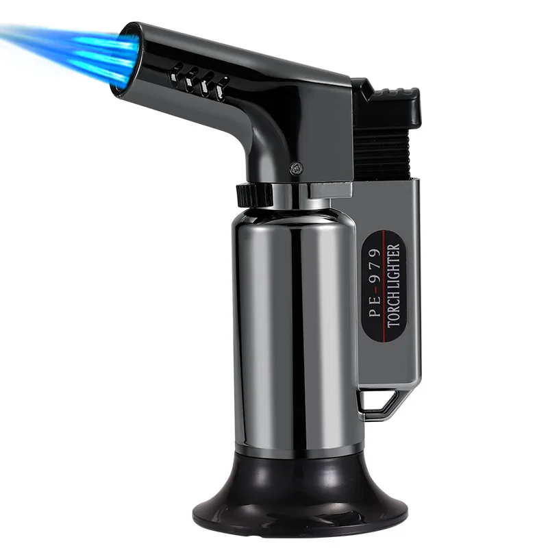 

Windproof Gas Spray Gun 1300C Cigar Butane Outdoor BBQ Kitchen Camping Three Flames Torch Turbine Lighter