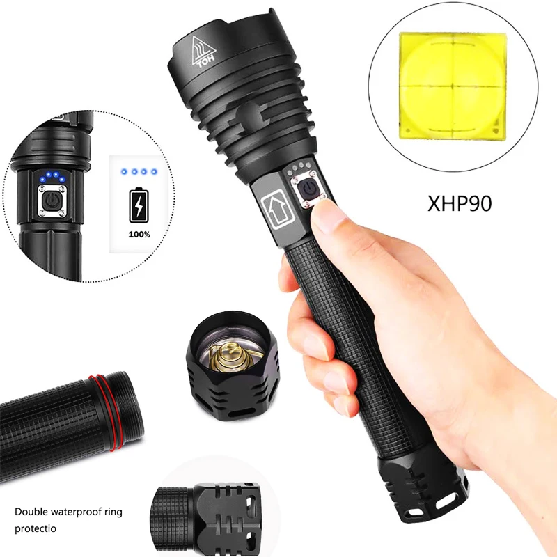 ZK20 XHP90 светодиодный фонарик USB перезаряжаемый портативный водонепроницаемый XHP70