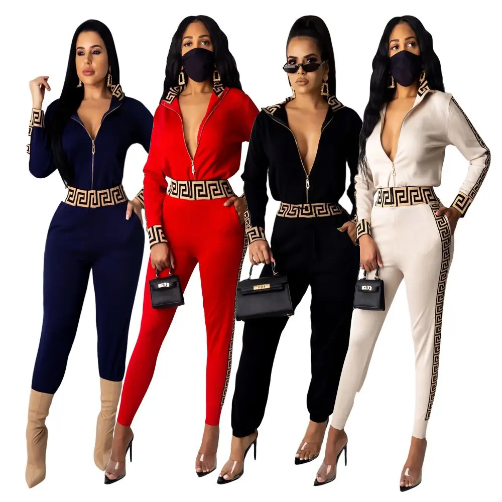 

New women's sports suit temperament ladies sports leisure zipper suit two-piece running casual wear women