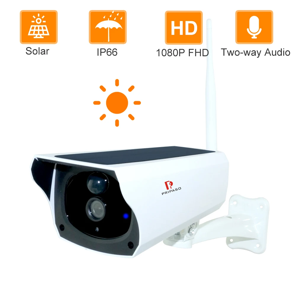

Pripaso 1080P IP камера на солнечной энергии 2MP беспроводная Wi-Fi камера видеонаблюдения Водонепроницаемая наружная камера видеонаблюдения ИК ночн...
