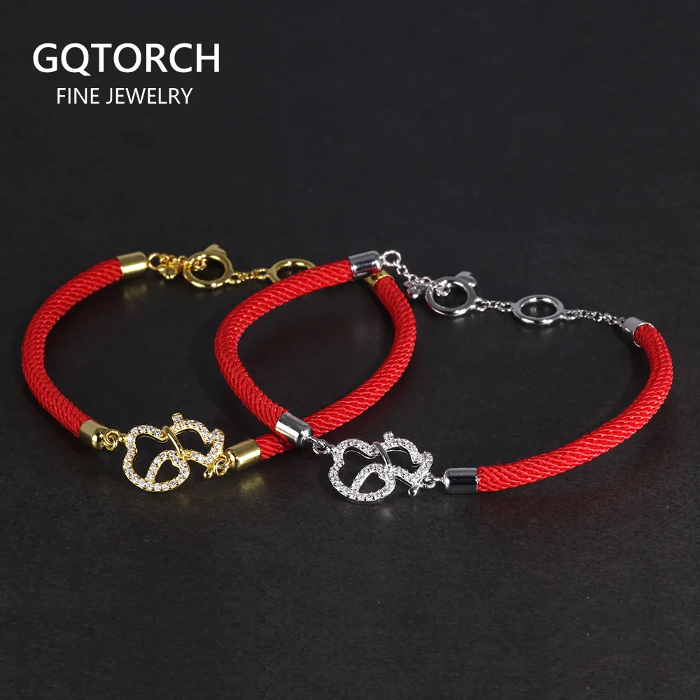 Этнические браслеты из красной веревки 925 пробы серебро Китайский Зодиак