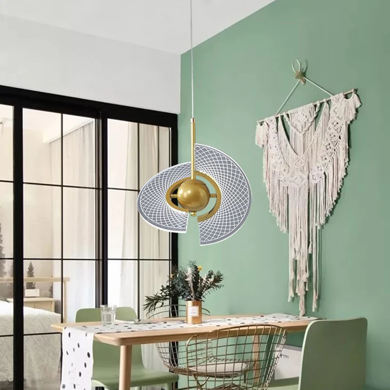 Подвесная Светодиодная лампа в золотой рамке современный дизайн украшение