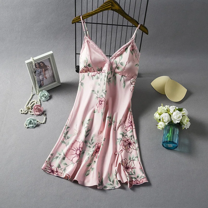 Сексуальное женское платье-Пижама с v-образным вырезом ночная рубашка на