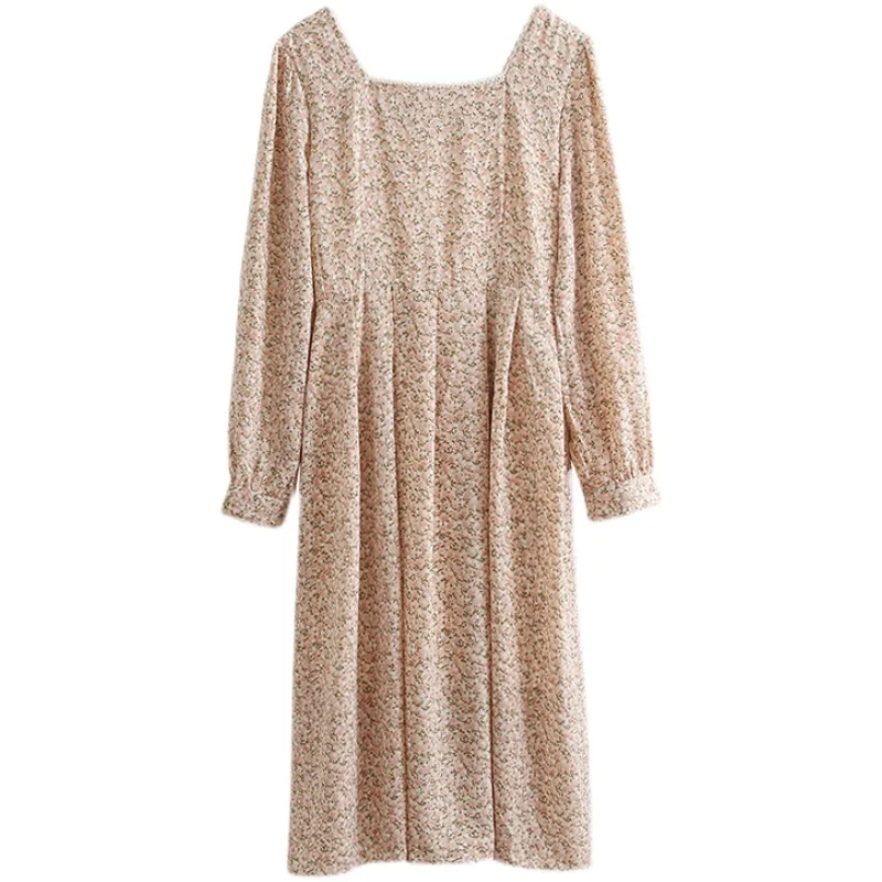 

С длинным рукавом пастель, элегантное, в ретро стиле, Цветочный Принт Vestidos Harajuku Boho Мода ожерелье Украины приталенная женская одежда размера ...