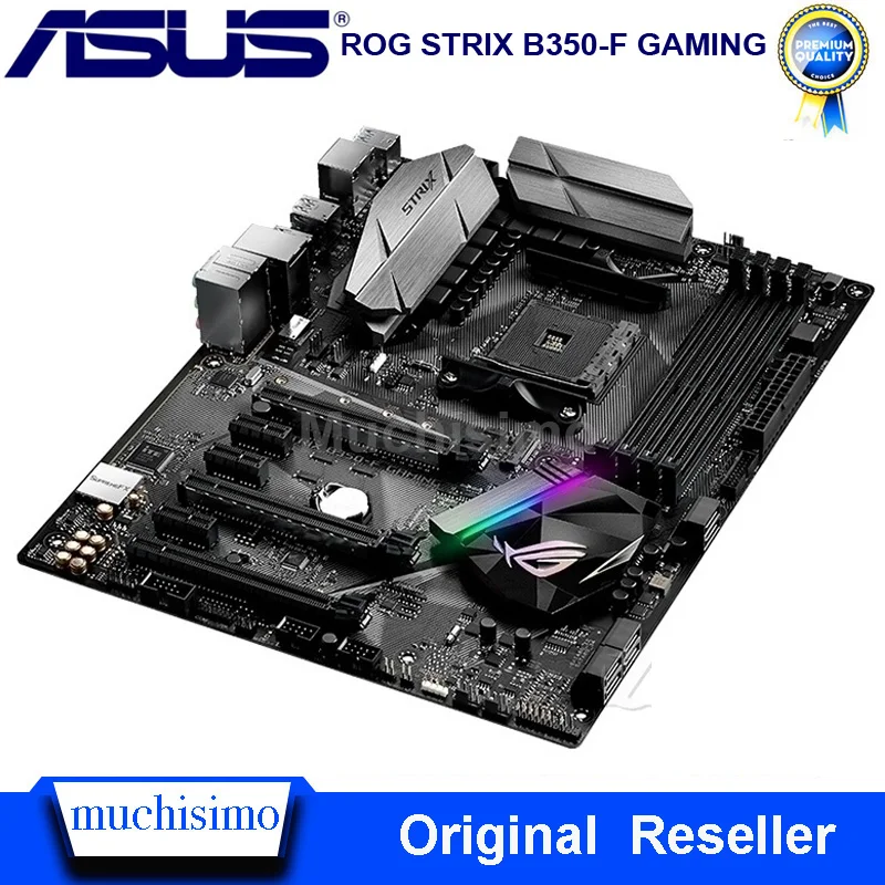 Игровая материнская плата Asus ROG STRIX B350-F б/у разъем AM4 DDR4 системная AMD B350 64 ГБ PCI-E 3 0 |