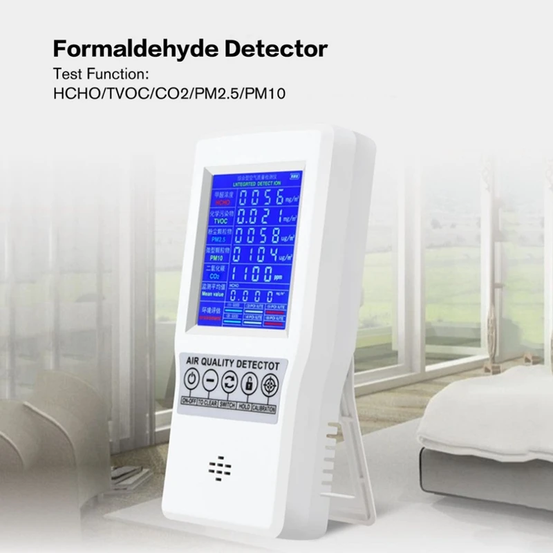 

Digital LCD Formaldehyde Detector HCHO/TVOC/CO2/PM2.5/PM10 Tester AQI Air Quality Monitor Gas Analyzer