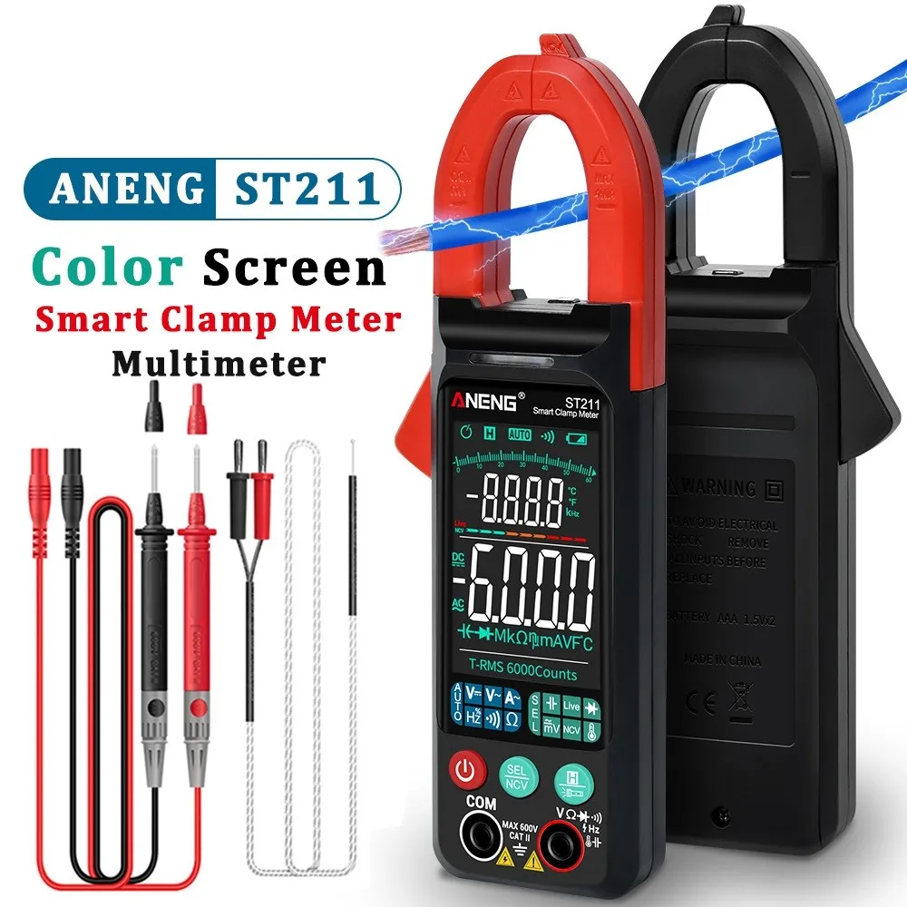 

4Pcs ANENG ST211 Clamp Meter Voltage Current Tester Current Resistor RM Voltage Meter 6000 Counts Test Meters